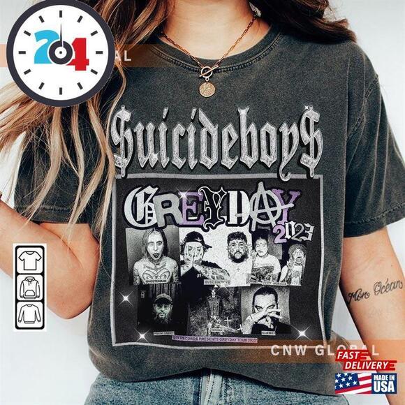 Suicideboys Rap Shirt Grey Day World Tour Retro 90S Y2K Unisex - Picture 1 of 4